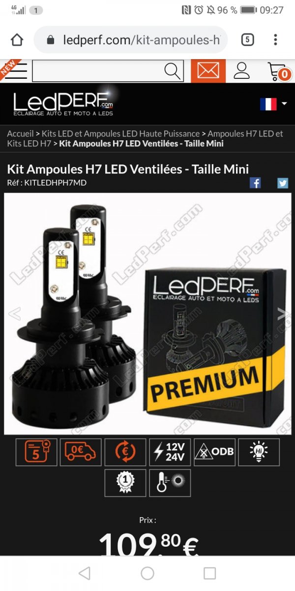Ampoules LED H7 et Kits LED H7 Haute Puissance 12V et 24V