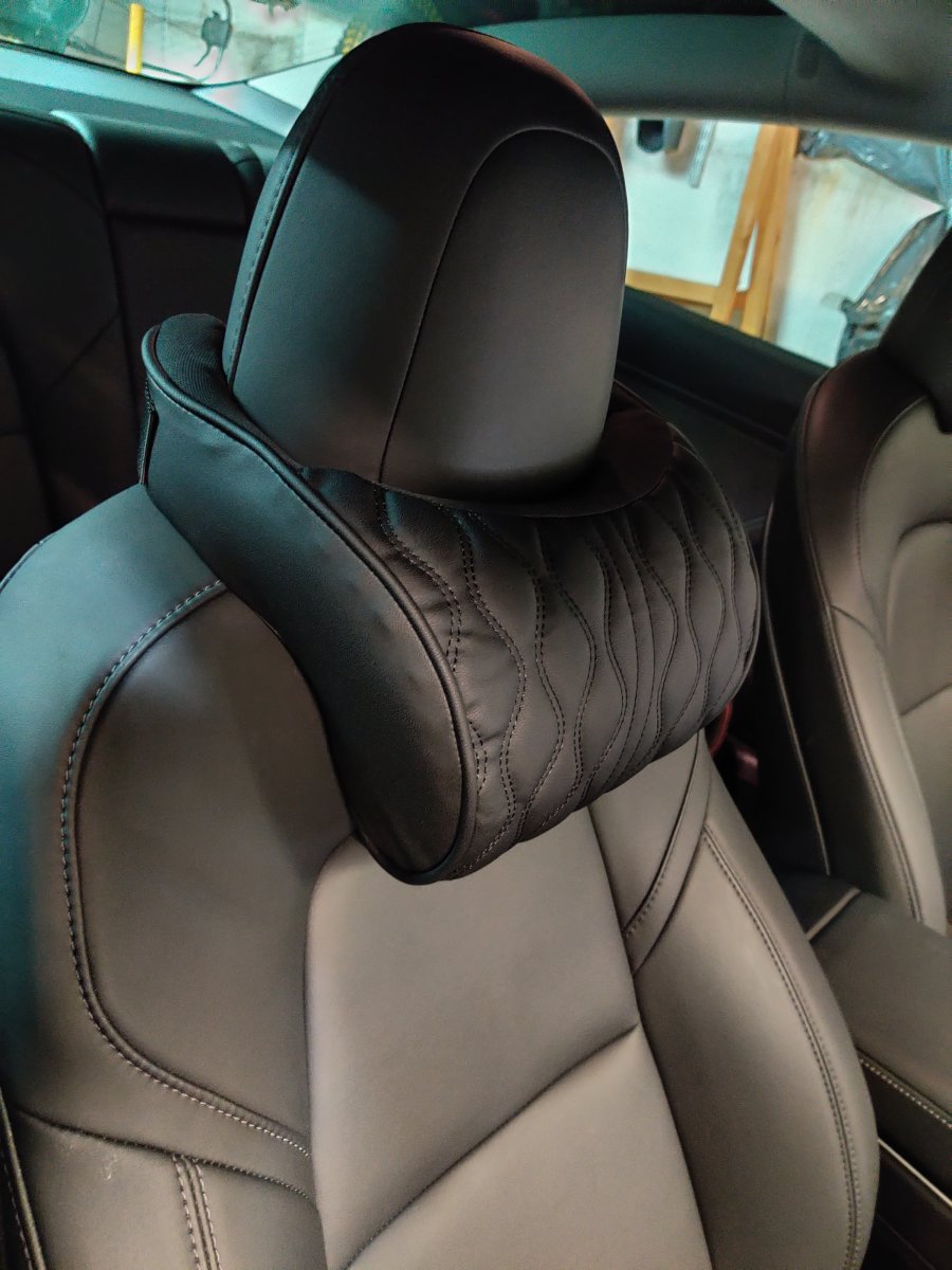 TESCAMP appuie-tête de siège de voiture oreiller de cou de voiture spécialement conçu pour Tesla modèle Y//3 coussin de soutien de cou en cuir deux paquets blanc